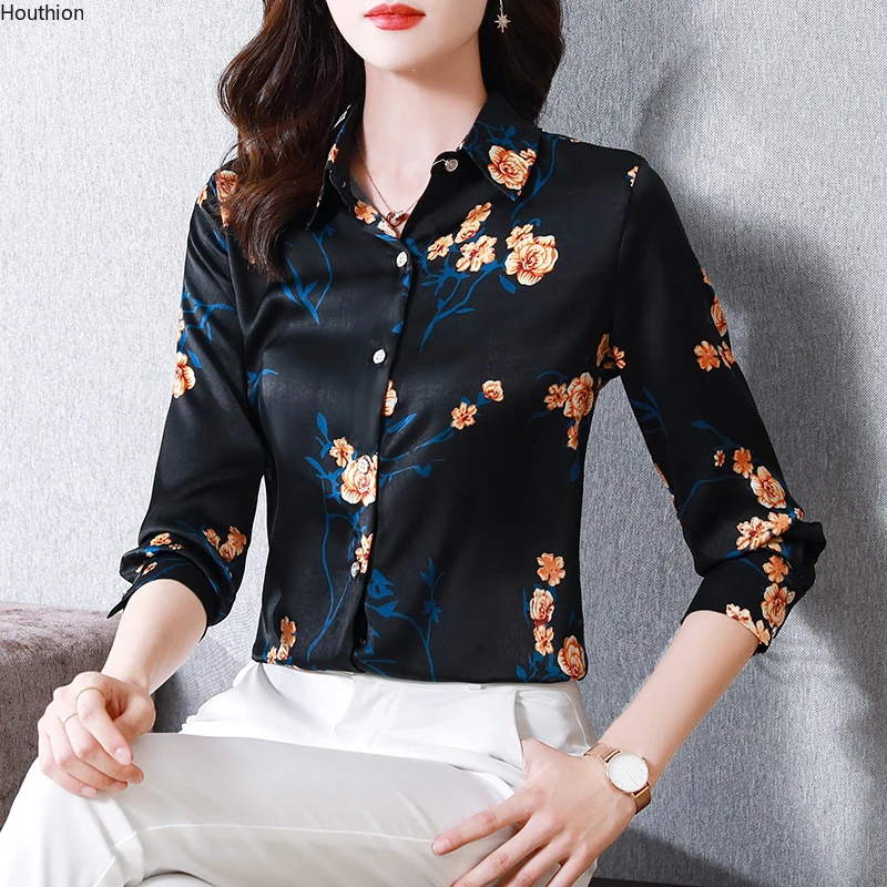 Summer New Women's Blouses Polo Shirt Long Sleeve Top Flower Silk Casual Fashion Loose Female Clothing Houthion
Summer New Women's Blouses Polo Shirt Long Sleeve Top Flower Silk Casual Fashion Loose Female Clothing Houthion