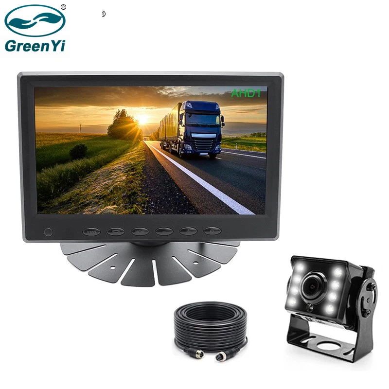 GreenYi Новый AHD 1024x600P 7 дюймов 4PIN IPS экран автомобильный монитор с 2CH 1280*720P обратный