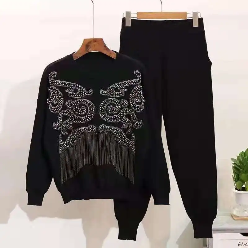 Spring and autumn fringed fringed women's suit fashion two-piece jacket + pants elastic waist pocket casual Austrian fashion bea
Spring and autumn fringed fringed women's suit fashion two-piece jacket + pants elastic waist pocket casual Austrian fashion bea