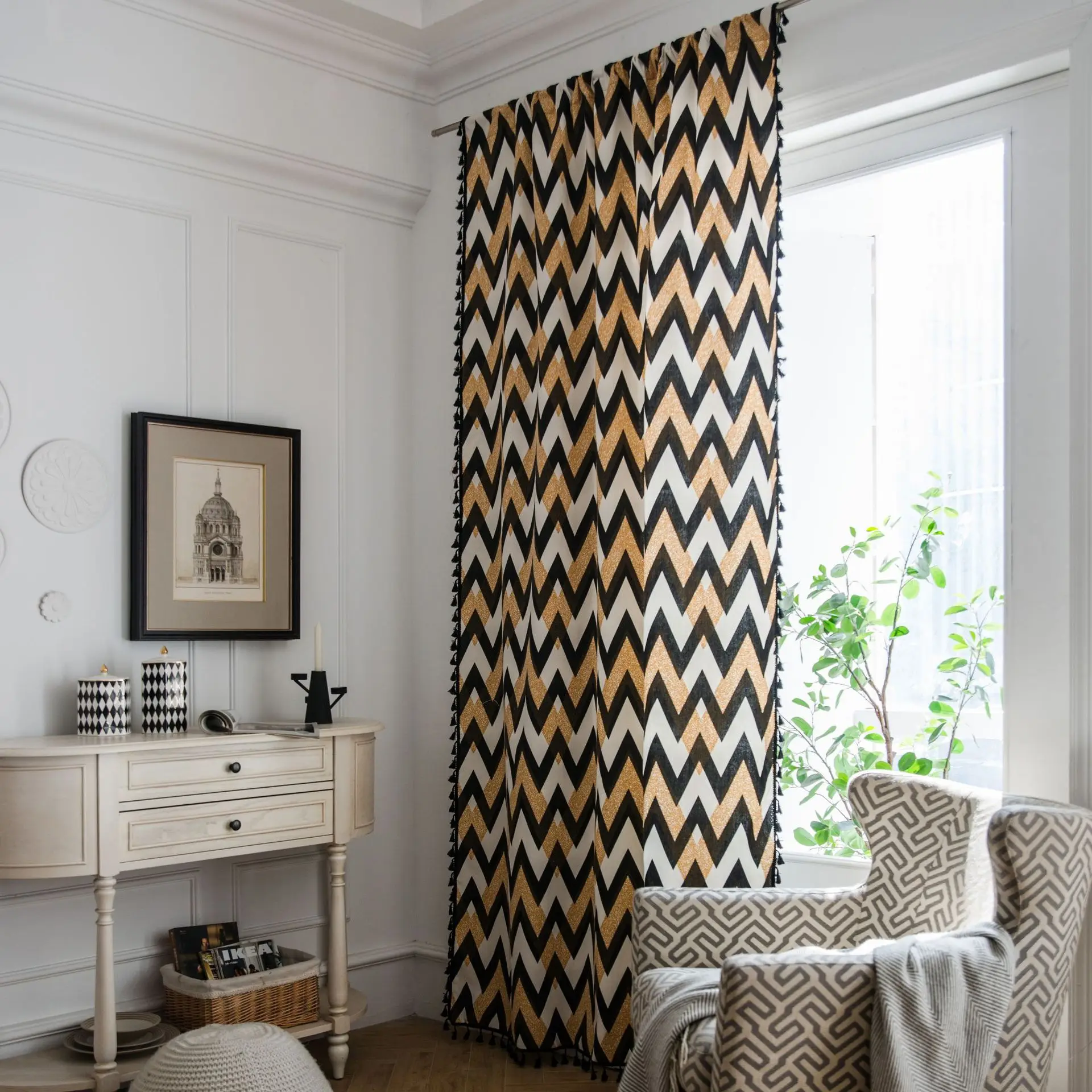 American Style Geometric Thicken Fabric Window Curtains For Living Room Study Bedroom Half Blackout Curtains Panel Drapes Custom
American Style Geometric Thicken Fabric Window Curtains For Living Room Study Bedroom Half Blackout Curtains Panel Drapes Custom