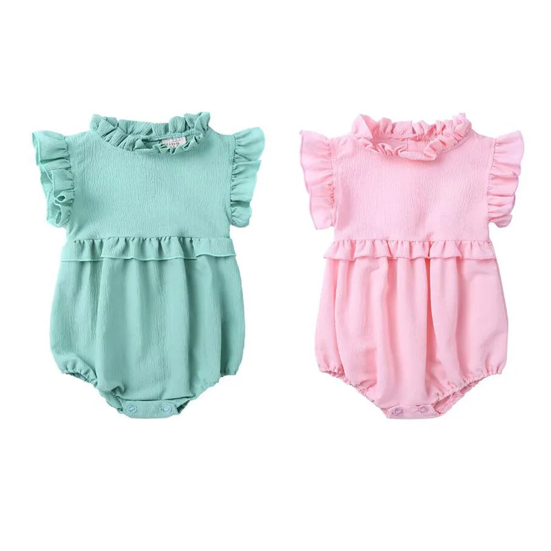 2021 Летний комбинезон для новорожденных девочек; Разноцветное кружево комбинезон без рукавов, Костюмы Одежда для детей