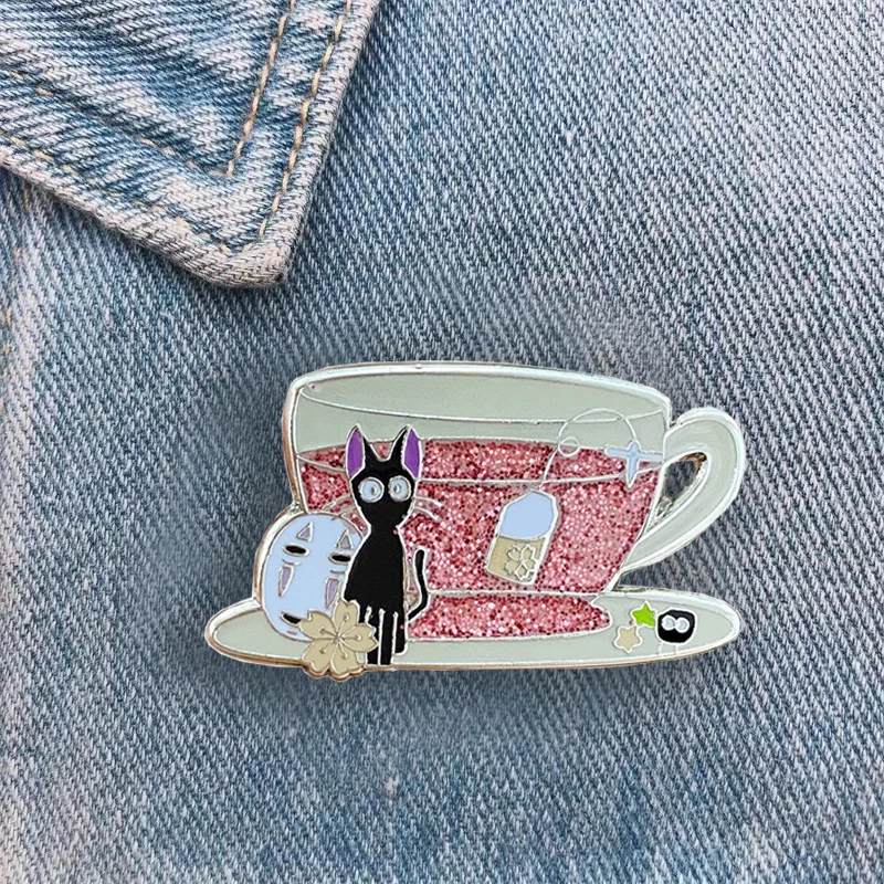 Scented Tea Spirited Away Enamel Pin Faceless Male and Witch's Delivery Service Gigi Cat Brooch Anime Badge Clothes Accessories
Scented Tea Spirited Away Enamel Pin Faceless Male and Witch's Delivery Service Gigi Cat Brooch Anime Badge Clothes Accessories