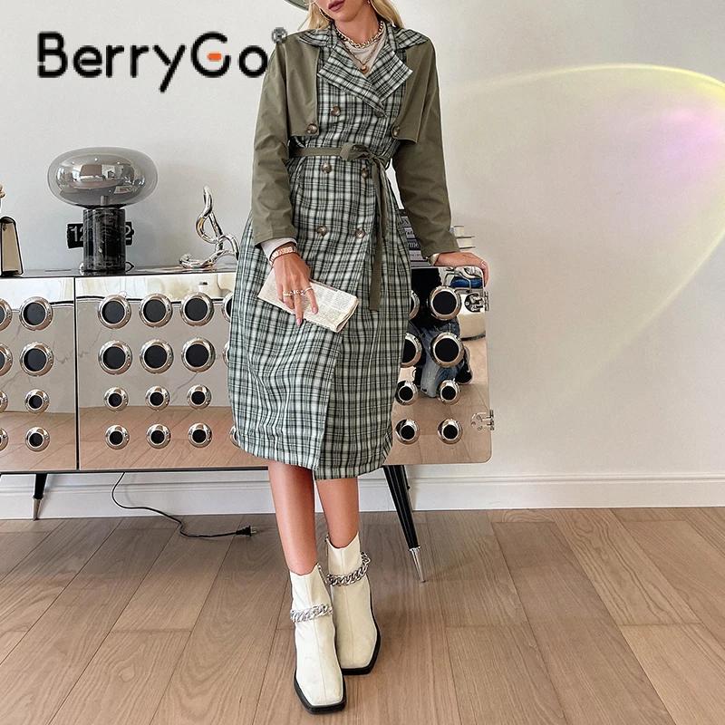 BerryGo модный клетчатый двубортный Тренч женский длинный жакет с лацканами Женский Повседневный Карманный плащ с поясом ветровка
BerryGo модный клетчатый двубортный Тренч женский длинный жакет с лацканами Женский Повседневный Карманный плащ с поясом ветровка