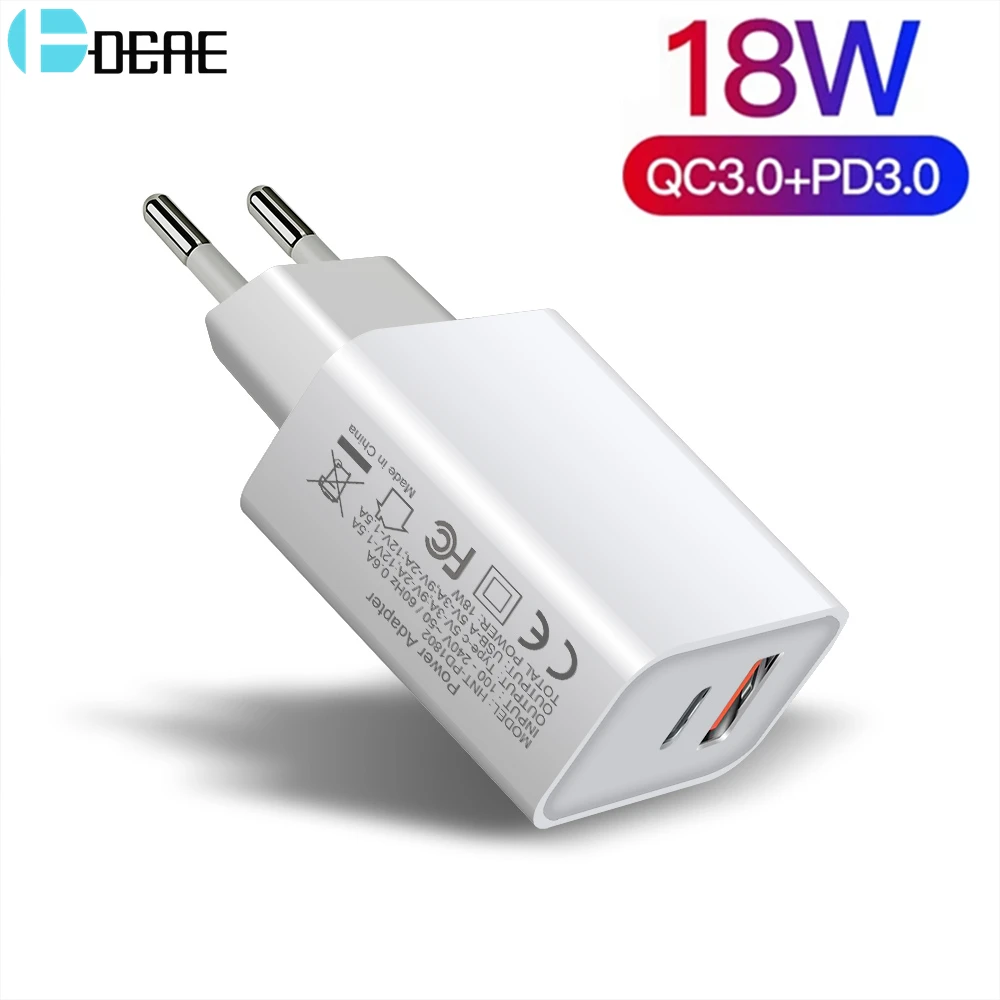 18W PD Type C USB Quick Charge 3.0 Adapter For iPhone 13 12 11 Pro XR X 8 iPad Xiaomi QC3.0 Fast Charging Wall Travel PD Charger 
18W PD Type C USB Quick Charge 3.0 Adapter For iPhone 13 12 11 Pro XR X 8 iPad Xiaomi QC3.0 Fast Charging Wall Travel PD Charger