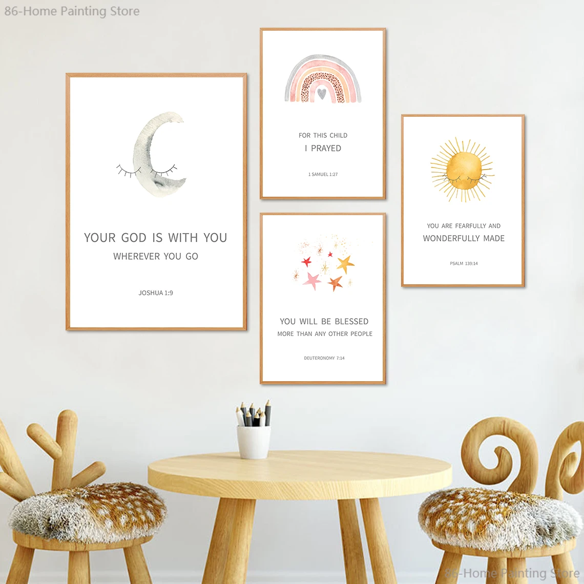 Joshua Nursery Bible Verse Scripture Posters Sun Rainbow Moon Star Canvas Painting Nordic Print Picture Kids Home Decor Wall Art
Joshua Nursery Bible Verse Scripture Posters Sun Rainbow Moon Star Canvas Painting Nordic Print Picture Kids Home Decor Wall Art