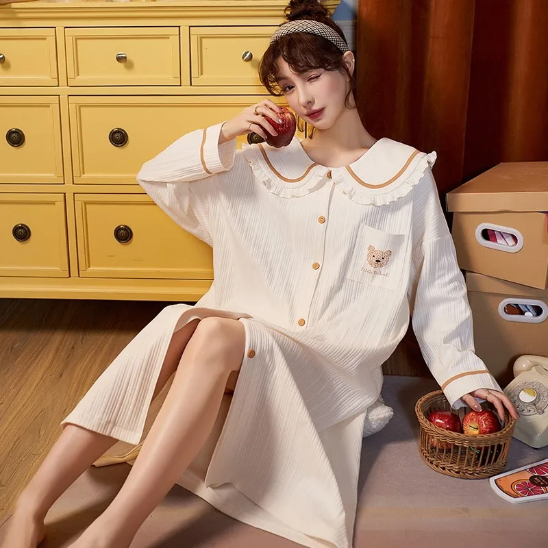 Autumn/Winter Women's Homedress Nightdress Long Sleeve Shirt Nightgowns Girl's Sleepwear Cotton Sleepshirts Loose Home Clothing
Autumn/Winter Women's Homedress Nightdress Long Sleeve Shirt Nightgowns Girl's Sleepwear Cotton Sleepshirts Loose Home Clothing