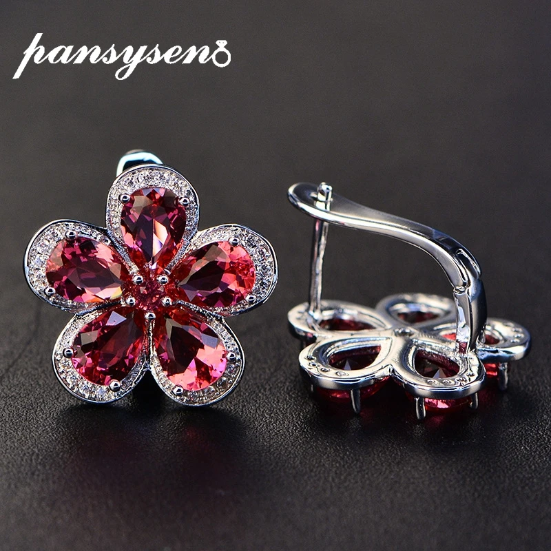 PANSYSEN Luxury Flower Design Ruby Gemstone Clip Earrings for Women Solid 925 Sterling Silver Jewelry Wedding Christmas Gifts
PANSYSEN Luxury Flower Design Ruby Gemstone Clip Earrings for Women Solid 925 Sterling Silver Jewelry Wedding Christmas Gifts