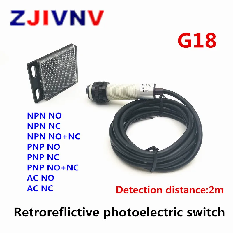ZJIVNV M18 NPN/PNP/AC Retroreflictive Photoelectric Switch Infrared Obstacle Avoidance Sensor with Mirror Reflector Distance 2m
ZJIVNV M18 NPN/PNP/AC Retroreflictive Photoelectric Switch Infrared Obstacle Avoidance Sensor with Mirror Reflector Distance 2m