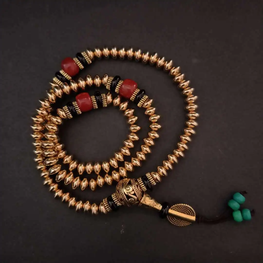 108 pieces of pure copper brass yuan piece Nepal copper bead necklace Buddha Bead Rosary Bracelet
108 pieces of pure copper brass yuan piece Nepal copper bead necklace Buddha Bead Rosary Bracelet