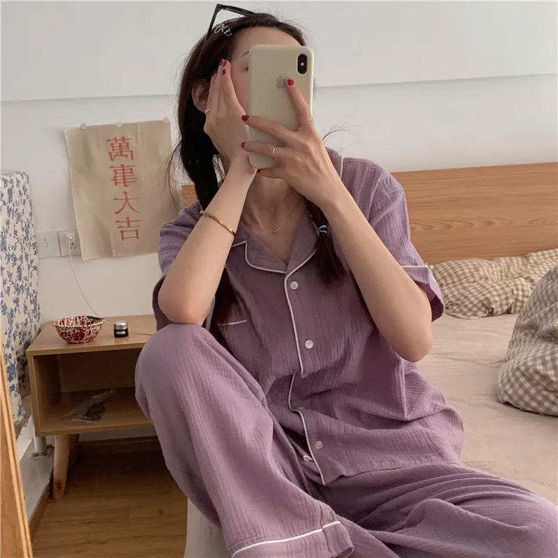 CBAFU crepe short sleeve summer cotton pajama set women soft comfortable pants pyjama trousers set home clothes 2 piece set M573
CBAFU crepe short sleeve summer cotton pajama set women soft comfortable pants pyjama trousers set home clothes 2 piece set M573
