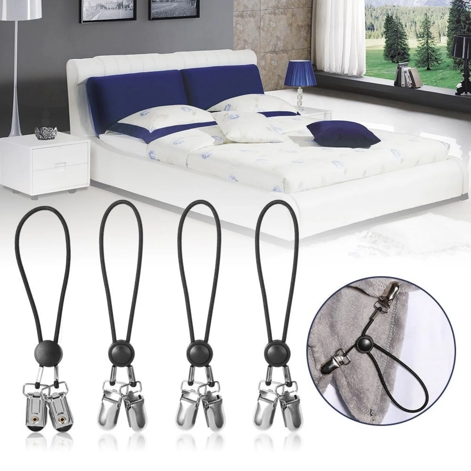 4Pcs/Set Elastic Bed Sheet Grippers Belt Fastener Bed Sheet Clips Mattress Cover Blankets Holder Home Textiles Organize Gadgets
4Pcs/Set Elastic Bed Sheet Grippers Belt Fastener Bed Sheet Clips Mattress Cover Blankets Holder Home Textiles Organize Gadgets