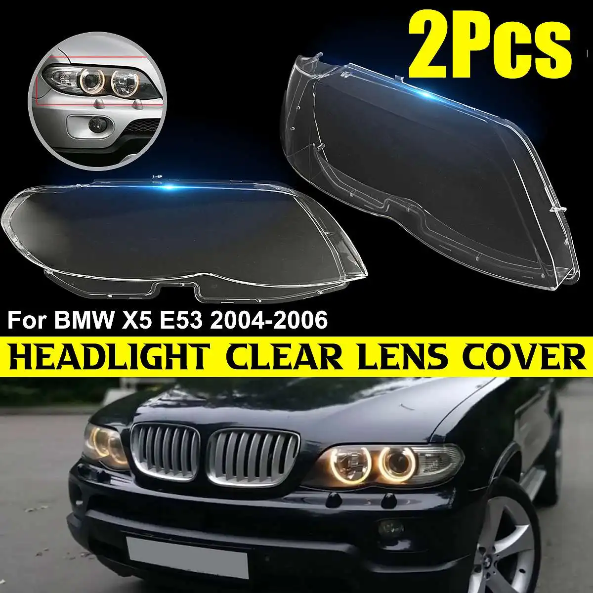 Headlight Cover For BMW X5 E53 2004 2005 2006 Shade Headlamp Shell Lampshade Lens Glass Plexiglass Replace Original Lampshade
Headlight Cover For BMW X5 E53 2004 2005 2006 Shade Headlamp Shell Lampshade Lens Glass Plexiglass Replace Original Lampshade