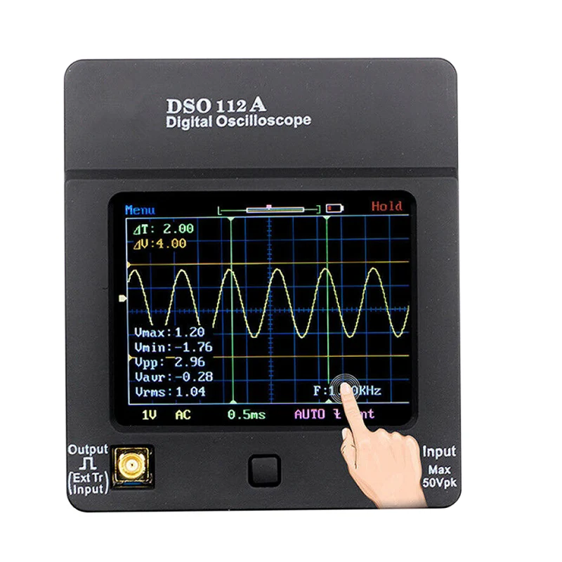 DSO112A TFT Mini Digital Oscilloscope Portable USB Oscilloscope Interface 2MHz 5Msps with Touch Screen PUO88
DSO112A TFT Mini Digital Oscilloscope Portable USB Oscilloscope Interface 2MHz 5Msps with Touch Screen PUO88