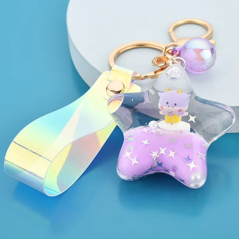 New Milk In Oil Liquid Five-pointed Star Car Keychain Woman Cartoon Floating Key Ring Bag Pendant Girl Gift Keychain Accessories
New Milk In Oil Liquid Five-pointed Star Car Keychain Woman Cartoon Floating Key Ring Bag Pendant Girl Gift Keychain Accessories
