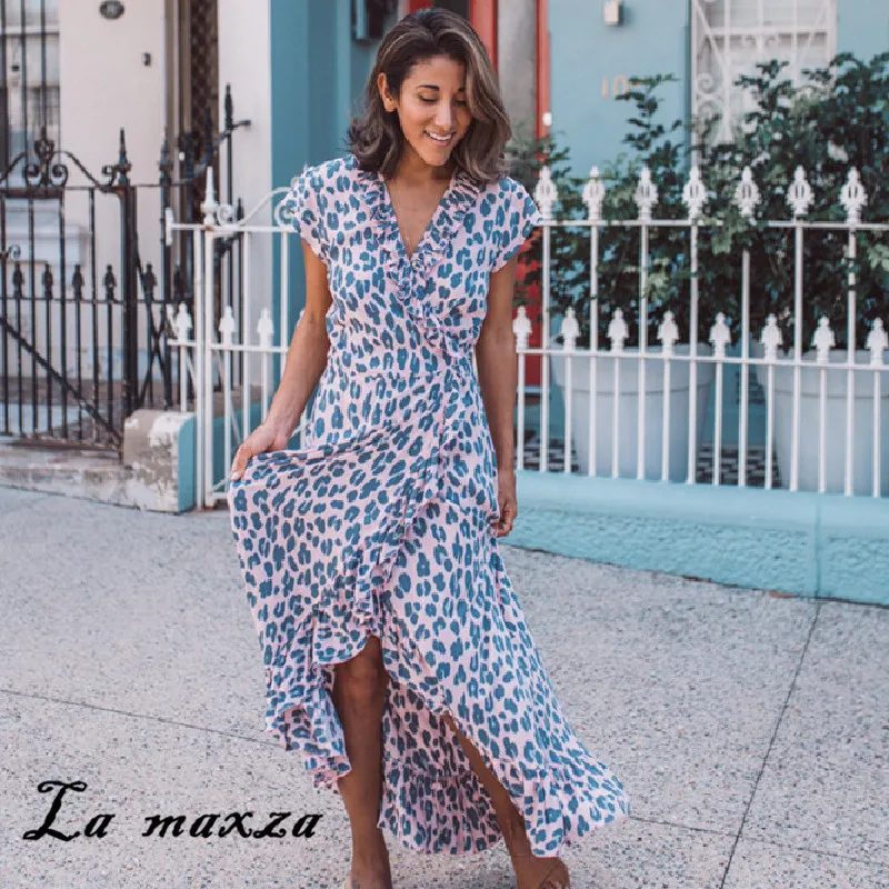 Bohemian Fashion Women Leopard Long Dress 2020 Summer V-neck Ruffles Irregular Slim Dress
Bohemian Fashion Women Leopard Long Dress 2020 Summer V-neck Ruffles Irregular Slim Dress