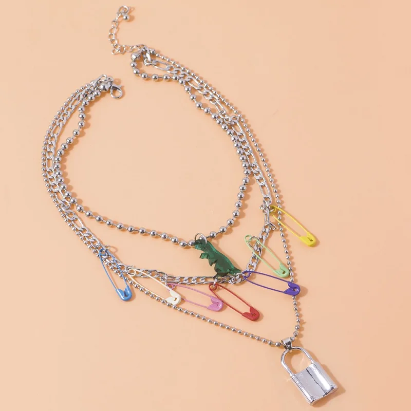 Colorful Multilayer Dinosaur Lock Pendant Necklace for Women Statement Silver Color Chain Fashion Cute Girls Party Jewelry Gifts
Colorful Multilayer Dinosaur Lock Pendant Necklace for Women Statement Silver Color Chain Fashion Cute Girls Party Jewelry Gifts
