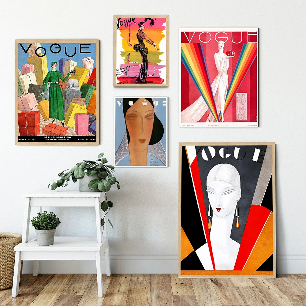 Vintage Vogue Fashion Woman Posters Colorful Canvas Painting Magazine Cover Wall Art Prints Pictures for Living Room Home Decor
Vintage Vogue Fashion Woman Posters Colorful Canvas Painting Magazine Cover Wall Art Prints Pictures for Living Room Home Decor