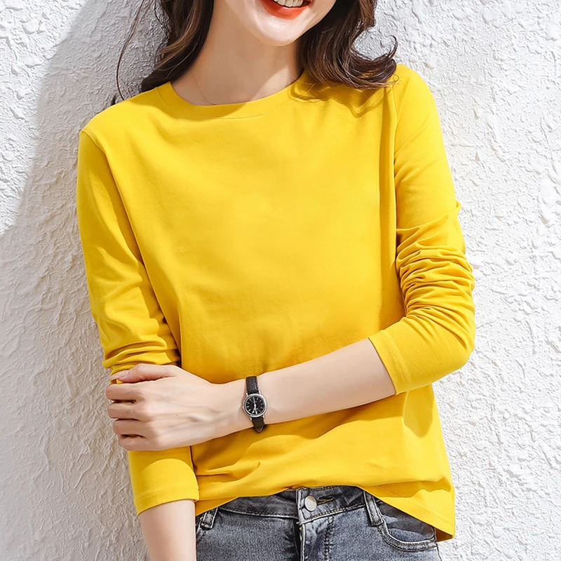Cotton T Shirt Women Solid Casual O-Neck Tee Shirt Femme Autumn Winter Loose All-match Long Sleeve Top Mujer Camisetas De Mujer
Cotton T Shirt Women Solid Casual O-Neck Tee Shirt Femme Autumn Winter Loose All-match Long Sleeve Top Mujer Camisetas De Mujer