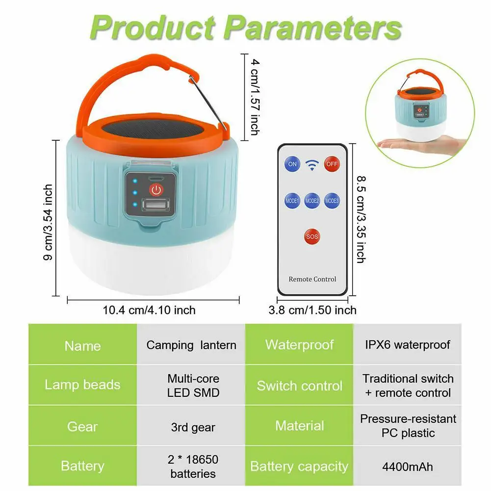 Outdoor Camping Light, Tent Light, Multifunctional Solar Charging Remote Control Hiking Night Fishing Mobile Light
Outdoor Camping Light, Tent Light, Multifunctional Solar Charging Remote Control Hiking Night Fishing Mobile Light