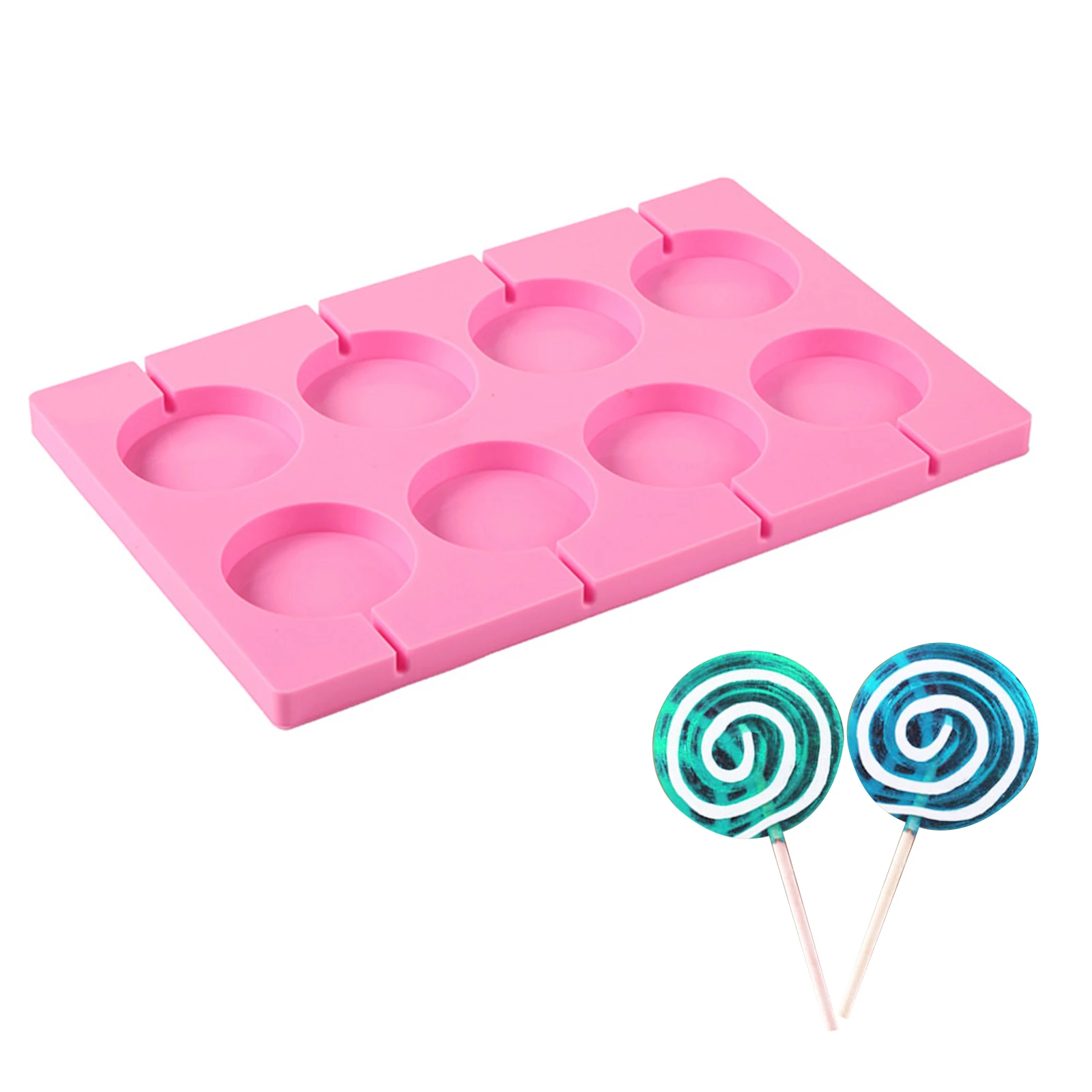 

8 Holes Silicone Mold Big Round Lollipop mold Cake Decorating Tools 3D Snack Tool For Same as Snack Party Kitchen Tools Bakeware