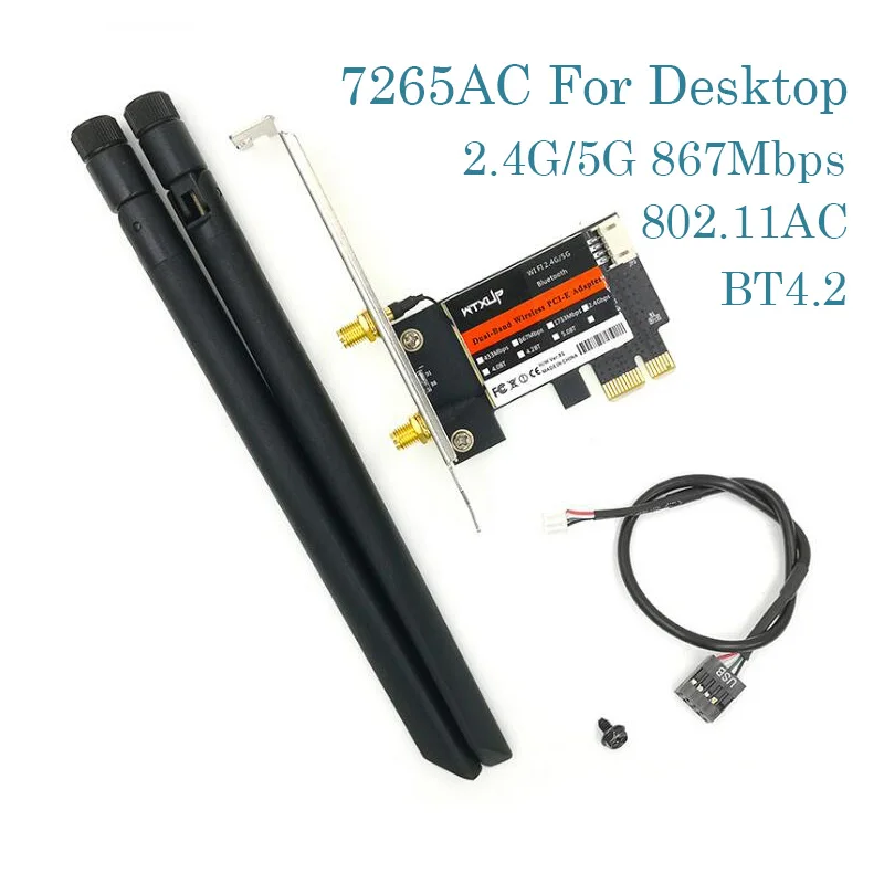 

Dual Band 2.4G/5Ghz For Intel 7265NGW 7265AC PCI-E 802.11AC 867Mbps Wifi Bluetooth WI-FI BT 4.0 PCIE Card wireless PC Adapter