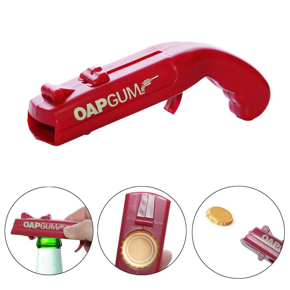 Creative Flying Cap Launcher Beer Opener Drink Opening Gun Shaped Bottle Lids Shooter Red Portable Cap Gun Shape Opener Bar Tool
Creative Flying Cap Launcher Beer Opener Drink Opening Gun Shaped Bottle Lids Shooter Red Portable Cap Gun Shape Opener Bar Tool