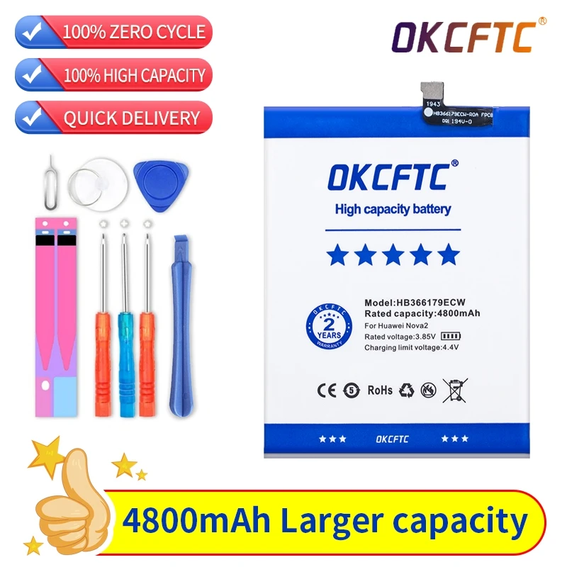 Smart Phone Battery For Huawei Nova2 Nova2plus HB366179ECW HB356687ECW Replace Battery 5000mAh
Smart Phone Battery For Huawei Nova2 Nova2plus HB366179ECW HB356687ECW Replace Battery 5000mAh