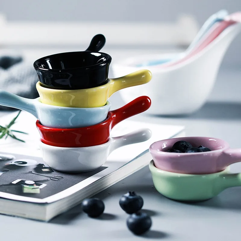 Household Kitchen Ceramic Square Dipping Bowl With Handle, Used For Soy Sauce, Ketchup And Seasonings, Cold Variegated Colors
Household Kitchen Ceramic Square Dipping Bowl With Handle, Used For Soy Sauce, Ketchup And Seasonings, Cold Variegated Colors