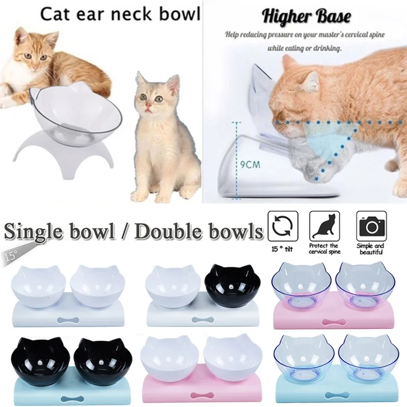 

Pet Elevated Feeding Bowl Cat Dog Drinking Basin Anti-Slip Drop-Proof Protect Cervical Spine Kitten Puppy Supplies Cuenco Gato