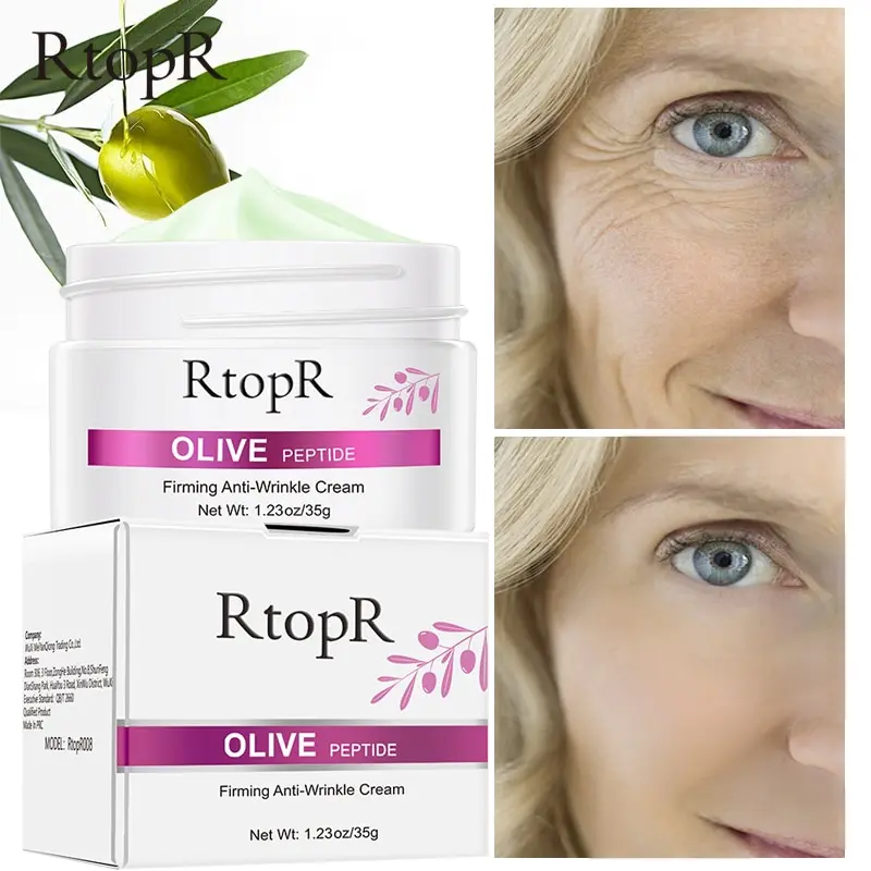

RtopR Olive Peptide Firming Anti-Wrinkle Cream Reduce Face Fine Lines Tighten Pores Whitening Oil Control Acne Hydrating 35g