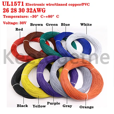 1M UL1571 Electronic Wire 26 28 30 32AWG Colorful PVC Flexible Cable Insulated Tin-plated Copper Environmental LED Wires
1M UL1571 Electronic Wire 26 28 30 32AWG Colorful PVC Flexible Cable Insulated Tin-plated Copper Environmental LED Wires