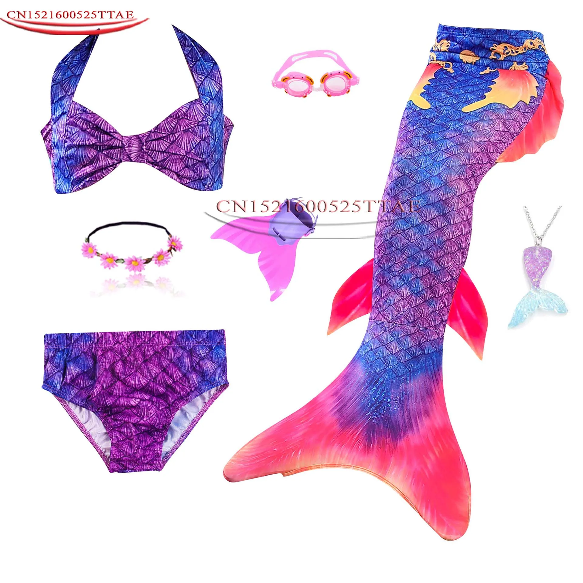 20 Colors 7PCS/Set Mermaid Tail Swimsuits With Monofin For Kids Girls Swimming Party Dress Costumes with Crown Mermaid Necklace
20 Colors 7PCS/Set Mermaid Tail Swimsuits With Monofin For Kids Girls Swimming Party Dress Costumes with Crown Mermaid Necklace