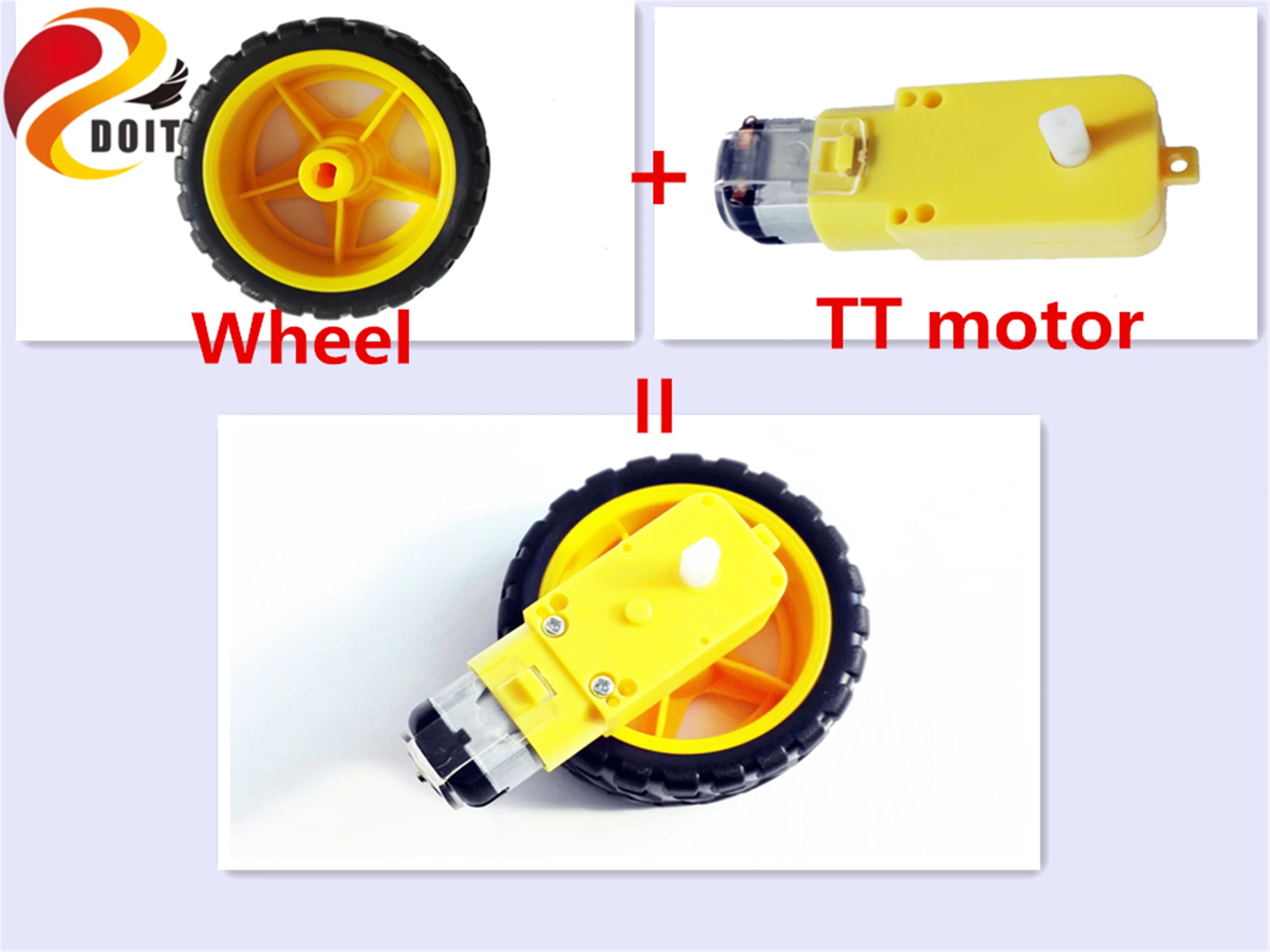 SZDOIT 65mm Plastic Tire Wheel with TT DC Motor Kit for RC Robot Car Chassis Parts 
SZDOIT 65mm Plastic Tire Wheel with TT DC Motor Kit for RC Robot Car Chassis Parts