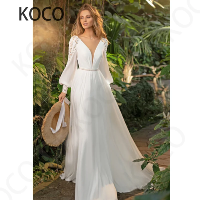MACDUGAL Wedding Dresses 2021 Simple Boho V Neck Long Sleeve Tulle Beach Party Bride Gown Vestido De Novia Civil Women Robe
MACDUGAL Wedding Dresses 2021 Simple Boho V Neck Long Sleeve Tulle Beach Party Bride Gown Vestido De Novia Civil Women Robe