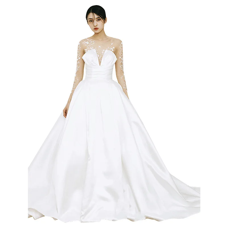 свадебное платье 2020 Customized Illusion Sleeves Wedding Dress A Line Satin Bridal Gown Cathedral Tail Vestidos de Novia
свадебное платье 2020 Customized Illusion Sleeves Wedding Dress A Line Satin Bridal Gown Cathedral Tail Vestidos de Novia