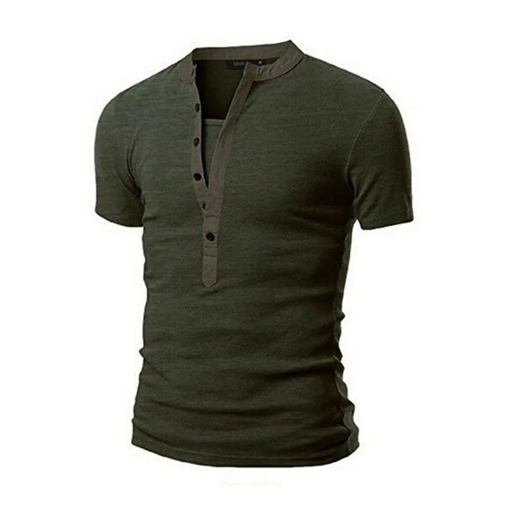 Mens Slim Button Tees Tops Short Sleeve Casual Tunic T-Shirt Sport Muscle O-Neck Solid Color Mens T Shirt Summer Classic Top
Mens Slim Button Tees Tops Short Sleeve Casual Tunic T-Shirt Sport Muscle O-Neck Solid Color Mens T Shirt Summer Classic Top
