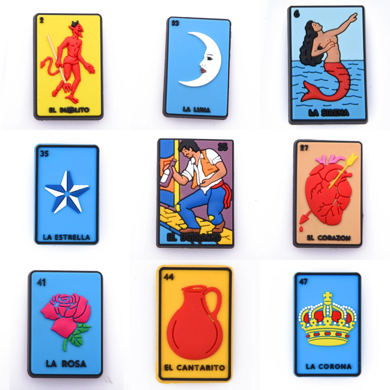 New Arrival Mexico Loteria Croc Shoe Charms Mexican Lottery Cards Decorations Sz Sm El Sol Alarcan Gallo Calavera Accessories
New Arrival Mexico Loteria Croc Shoe Charms Mexican Lottery Cards Decorations Sz Sm El Sol Alarcan Gallo Calavera Accessories