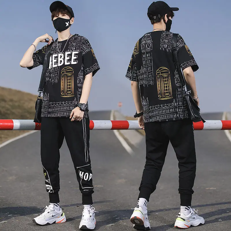 100% cotton summer men's short sleeve T-shirt casual Outfits Korean fashion summer men's handsome match set
100% cotton summer men's short sleeve T-shirt casual Outfits Korean fashion summer men's handsome match set