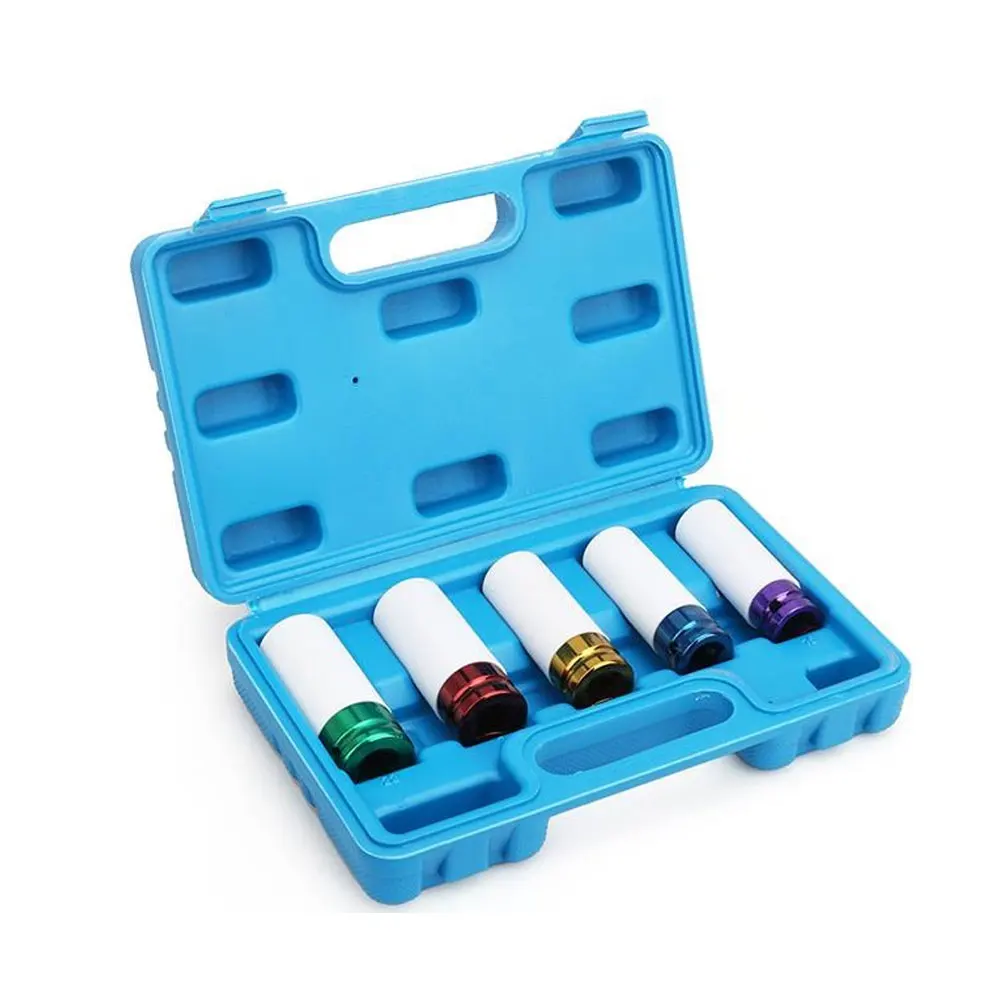 5PCS 1/2" DR Tire Protection Sleeve Wall Deep Impact Nut Socket Alloy Wheel 15mm 17mm 19mm 21mm 22mm Deep Impact Nut Socket Set
5PCS 1/2" DR Tire Protection Sleeve Wall Deep Impact Nut Socket Alloy Wheel 15mm 17mm 19mm 21mm 22mm Deep Impact Nut Socket Set