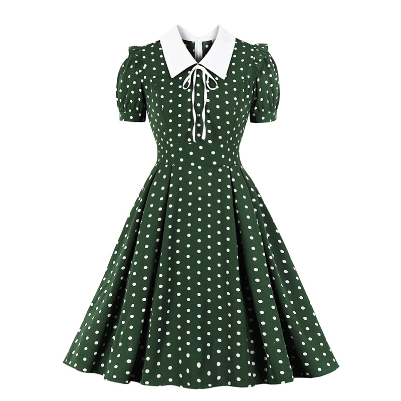 Women Vintage 1950s Dress Polka Dot Floral Print Tie Retro Swing Party Dress Princess Casual
Women Vintage 1950s Dress Polka Dot Floral Print Tie Retro Swing Party Dress Princess Casual