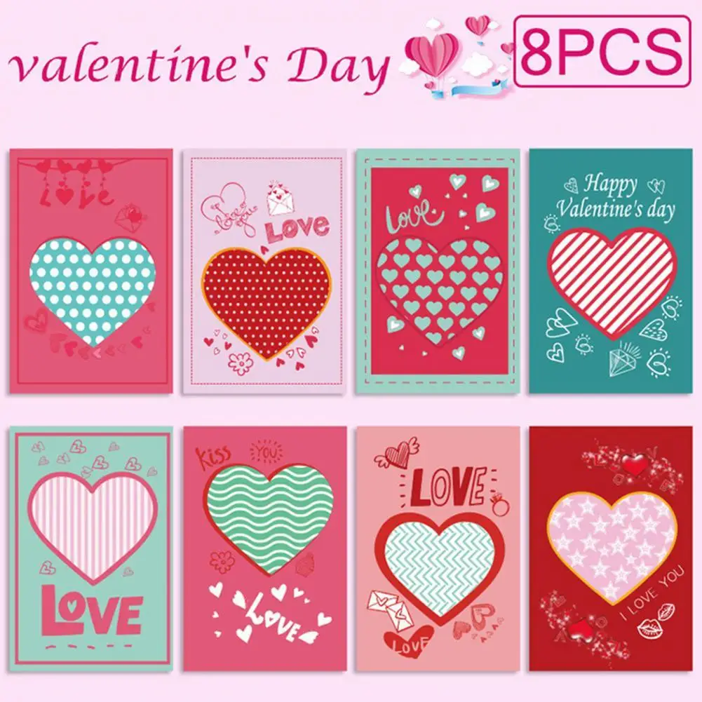 8Pcs/Set Greeting Cards Attractive Exquisite Workmanship Bright Color Heart Print Valentines Love Card for Gift
8Pcs/Set Greeting Cards Attractive Exquisite Workmanship Bright Color Heart Print Valentines Love Card for Gift
