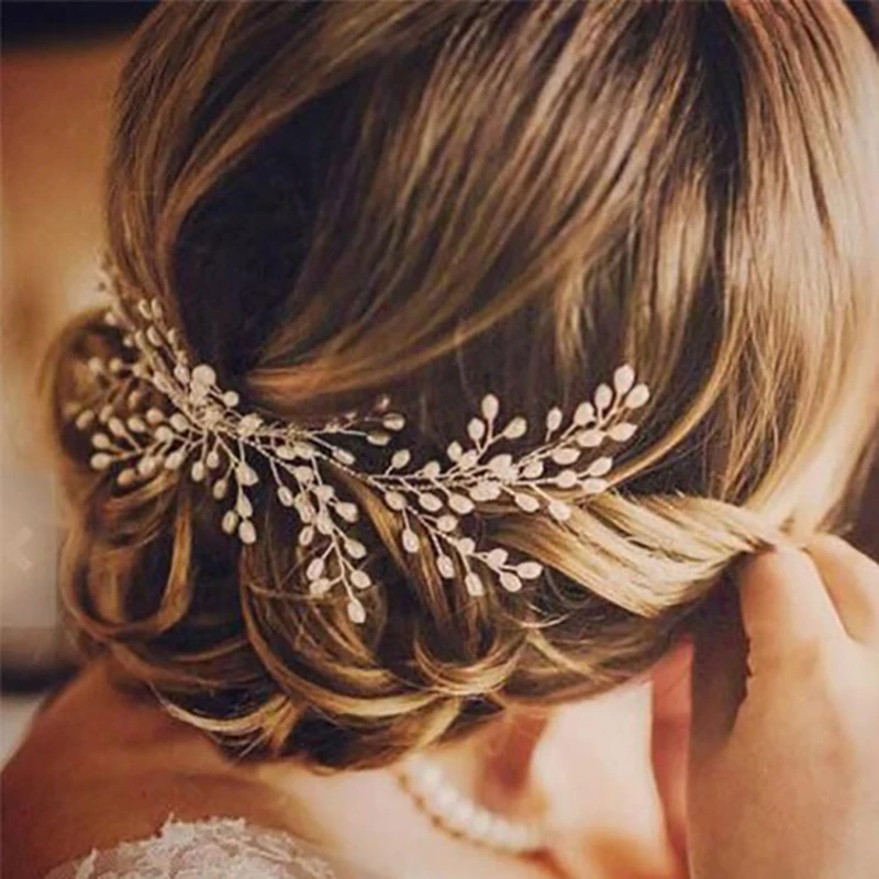 

Bride Pearl Hairpin Wedding Hair Combs For Bride Crystal Rhinestones Pearls Women Hairpins Bridal Headpiece Hair Accessories