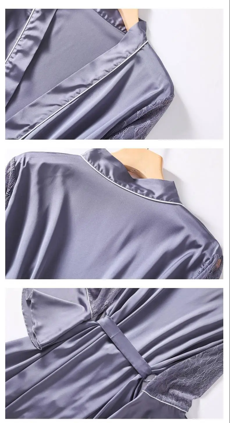 Satin Kimono Bath Gown For Women Lace Patchwork ROBE Set Sexy Chemise Nightgown Sleepwear Comfy Home Clothes Intimate Lingerie
Satin Kimono Bath Gown For Women Lace Patchwork ROBE Set Sexy Chemise Nightgown Sleepwear Comfy Home Clothes Intimate Lingerie