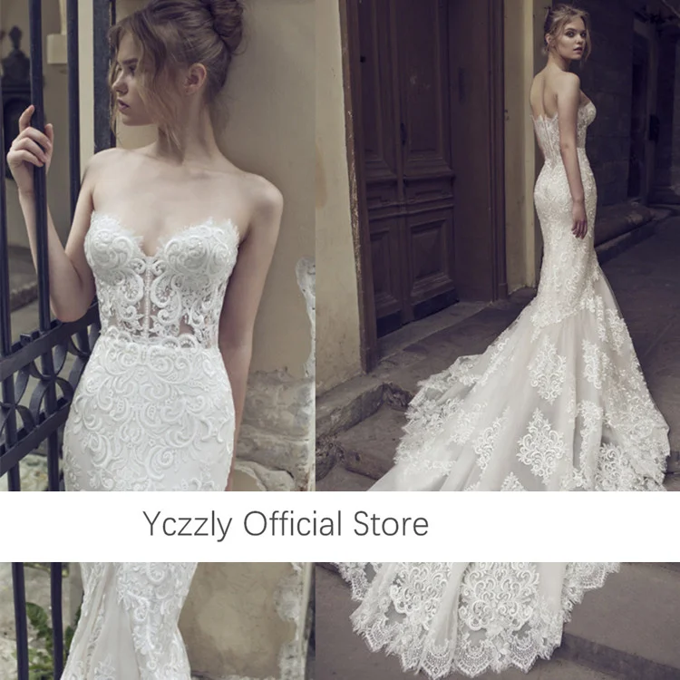 Real Photos Sexy Sweetheart Lace Appliques Mermaid Weddig Dresses With Detachable Flare Sleeves Long Plus Size Bridal Gown YW455
Real Photos Sexy Sweetheart Lace Appliques Mermaid Weddig Dresses With Detachable Flare Sleeves Long Plus Size Bridal Gown YW455
