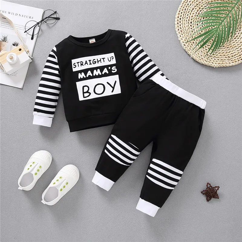 Boy's Two Piece Set Children's Round Neck Lettering Patchwork Long Sleeve Shirt Striped Pants for Kids Children Babies
Boy's Two Piece Set Children's Round Neck Lettering Patchwork Long Sleeve Shirt Striped Pants for Kids Children Babies
