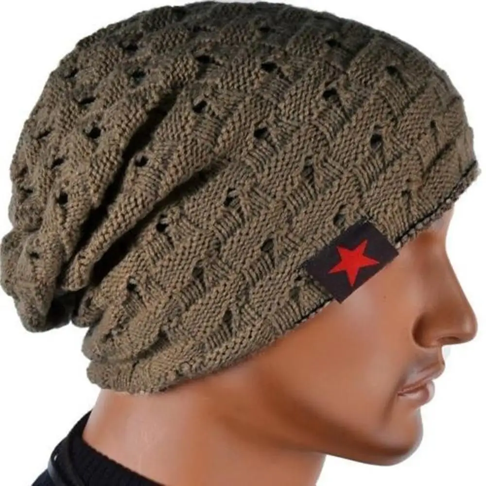 Модная мужская вязаная шапка двусторонняя мешковатая с черепом крупная зимняя