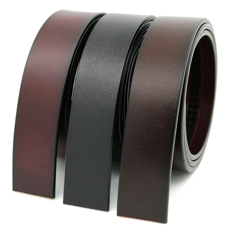 

Black Brown Automatic Buckle Belt Strip Real Genuine Leather Belt No Buckle Cowskin Betls Without Buckle 105 110 115 120 125cm