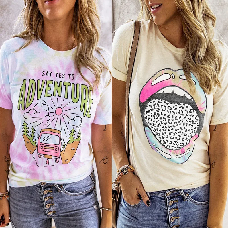 2021 Summer Urban Leisure Style O-neck Cartoon Color Lip Print Short Sleeve,ladies Large Size Loose Harajuku Top T-shir
2021 Summer Urban Leisure Style O-neck Cartoon Color Lip Print Short Sleeve,ladies Large Size Loose Harajuku Top T-shir