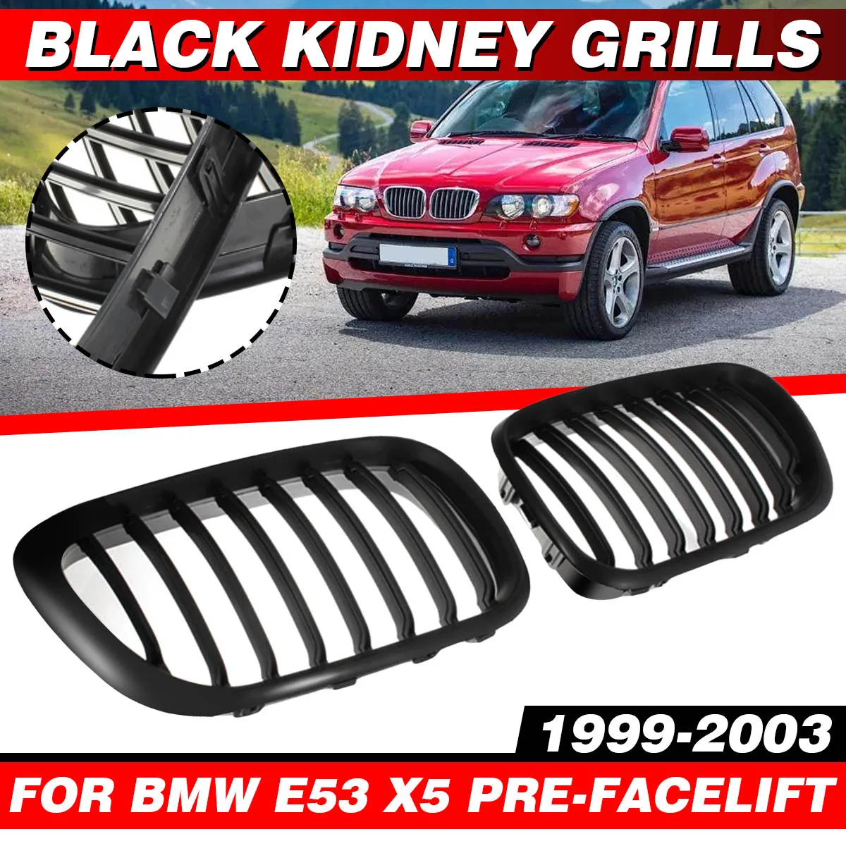 2Pcs Auto Front Bumper Kidney Grille Racing Grill Black For BMW E53 X5 Sport 1999 2000 2001 2002 2003 Pre-Facelift
2Pcs Auto Front Bumper Kidney Grille Racing Grill Black For BMW E53 X5 Sport 1999 2000 2001 2002 2003 Pre-Facelift