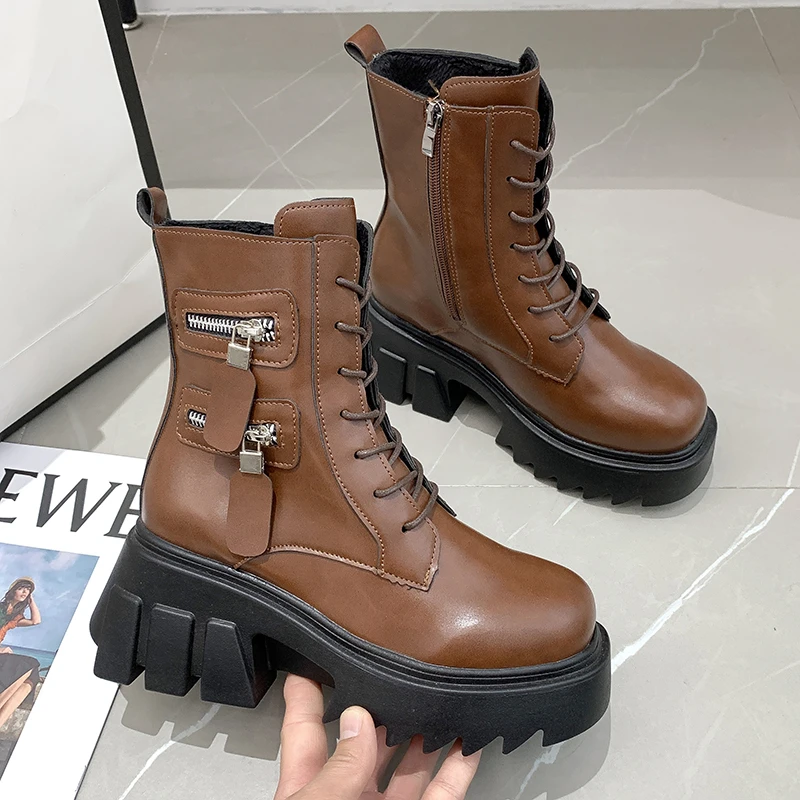 Punk Gothic Combat Boots Women 2021 New Fashion Chunky Ankle Boots For Women Brown Black White Platform Boots Female Designer
Punk Gothic Combat Boots Women 2021 New Fashion Chunky Ankle Boots For Women Brown Black White Platform Boots Female Designer